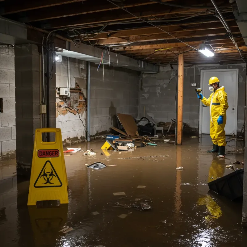 Flooded Basement Electrical Hazard in Marshall, NC Property