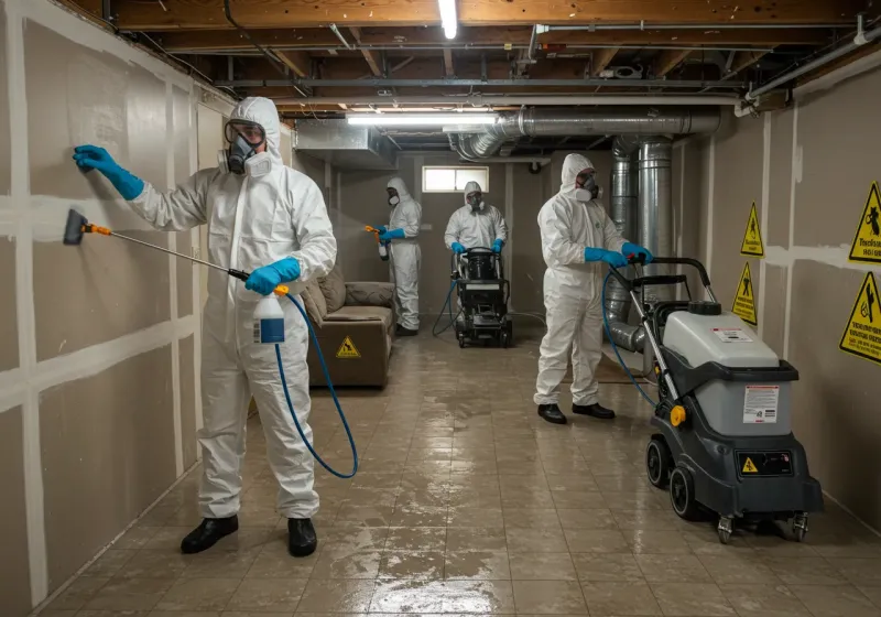 Basement Moisture Removal and Structural Drying process in Marshall, NC